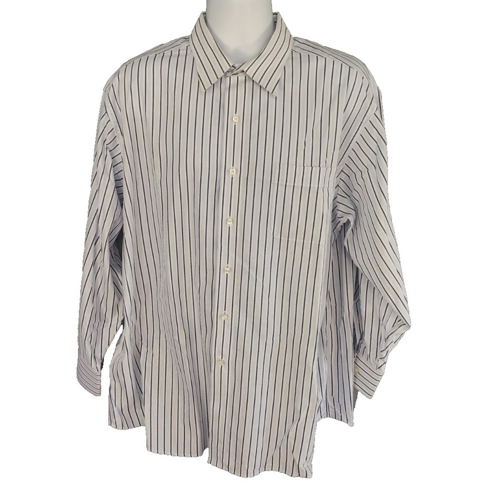 Tommy Bahama Shirt Mens 17.5 32/33 Cotton Stripe Long Sleeve Button Up Dress